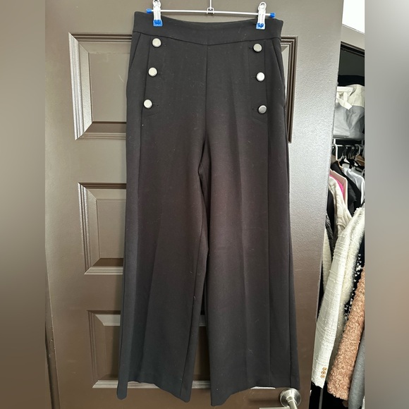 BLACKK ZARA SAILOR STYLE WIDE LEG TROUSERS S - Picture 1 of 6
